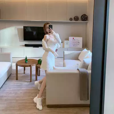 ByYou autumn new fashion V-neck suspender dress set women's style white air cotton cardigan two-piece set