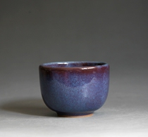 Lu Jun Kiln Lu Three hands sign coal burning Jun porcelain purple Lan Glazed Chicken Cylinder Cup Master Cups of Tea Cup Rohan Cup