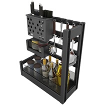 Dingdian seasoning pull basket Kitchen cabinet pull basket Aluminum alloy seasoning basket pull basket Kitchen cabinet shelf kitchen pull basket