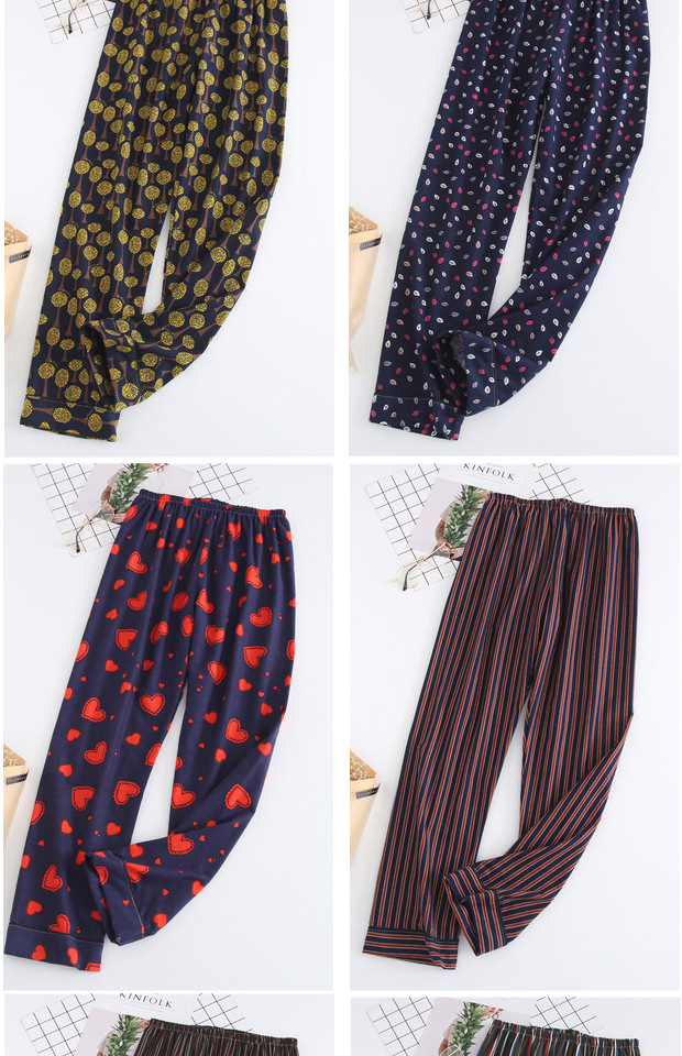 Quần cotton nữ mùa thu và mùa đông Quần pyjama mới in dễ thương có thể mặc quần cotton nữ rộng rãi quần bò nam