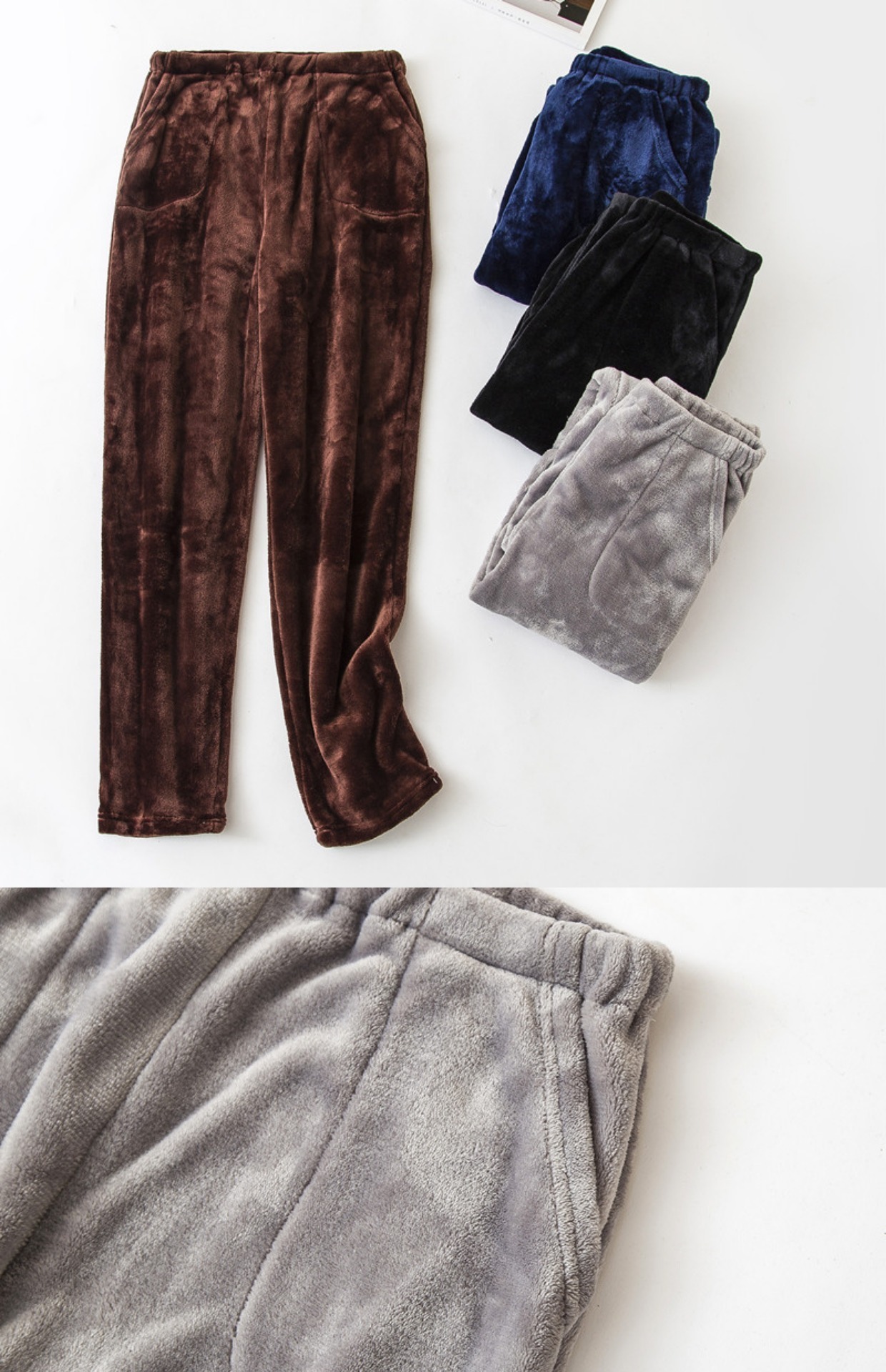 Mùa đông flannel đàn ông và phụ nữ ngủ quần dày dày ấm áp lỏng lớn kích thước lớn nước nhung san hô lông cừu nhà quần quần ống rộng nữ