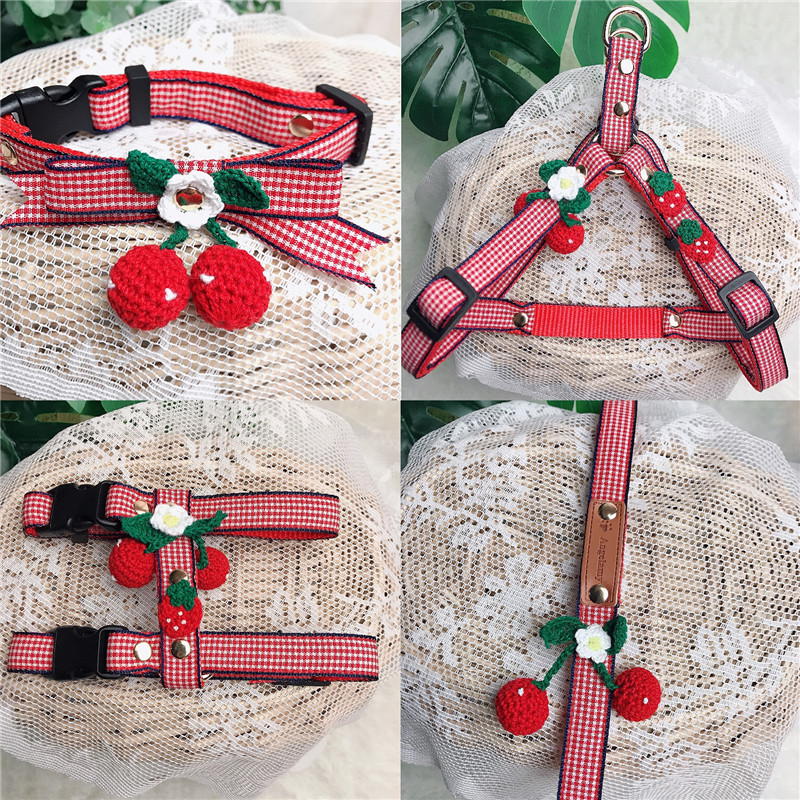 Cute handmade cat collar traction rope dog chest holding baby bag small dog Schnauzer teddy bear go out dog rope