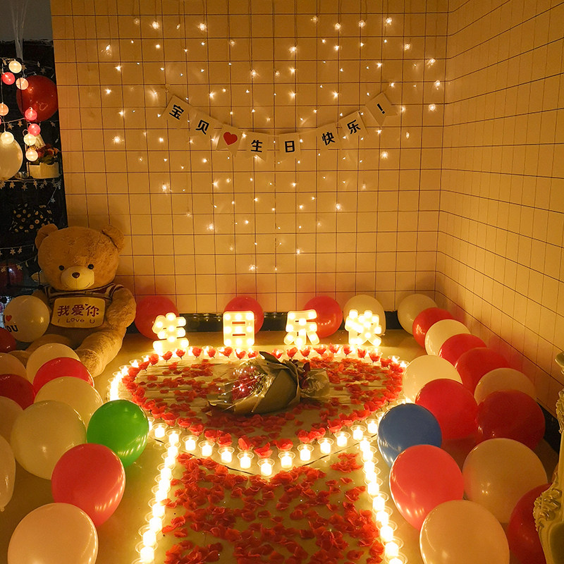 Candle birthday proposal props romantic surprise scene layout creative supplies letter lamp confession artifact package - Taobao