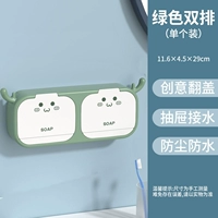 Зеленое мультяшное мыло, мыльница