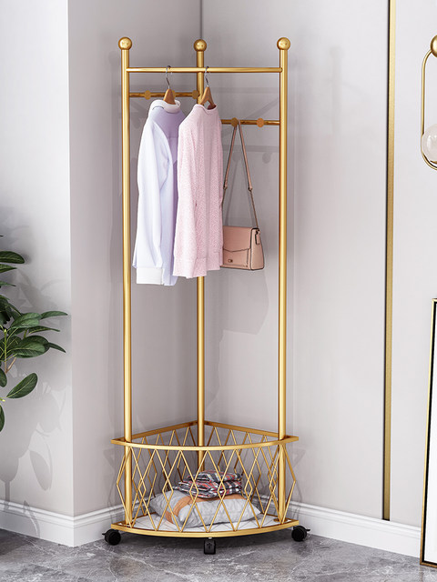 Corner coat rack light luxury floor-standing bedroom simple corner clothes hanger room wardrobe corner shelf