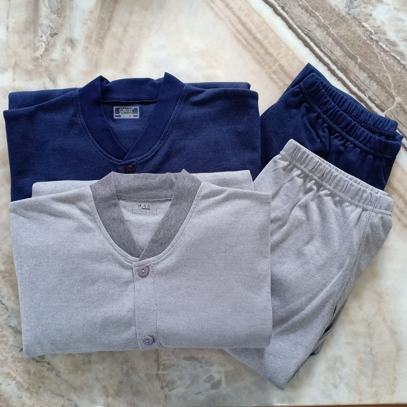 Autumn and winter middle-aged and elderly men's cardigan suit warm cardigan long johns men's father's thin section cotton sweater