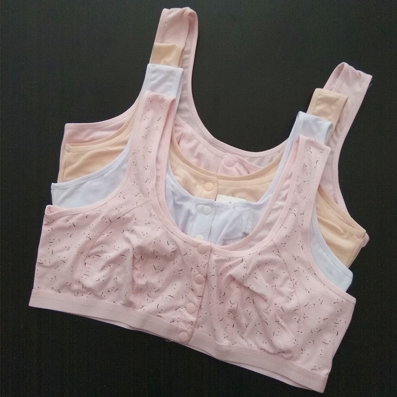 Middle-aged bra mother underwear before opening steel-free ring printed thin cotton cloth large size vest type mom bra