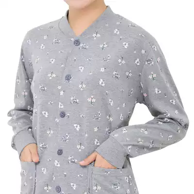 Middle-aged and elderly autumn clothes female mother cardigan cotton open button cotton sweater old people large size pair-up open underwear sanitary clothes