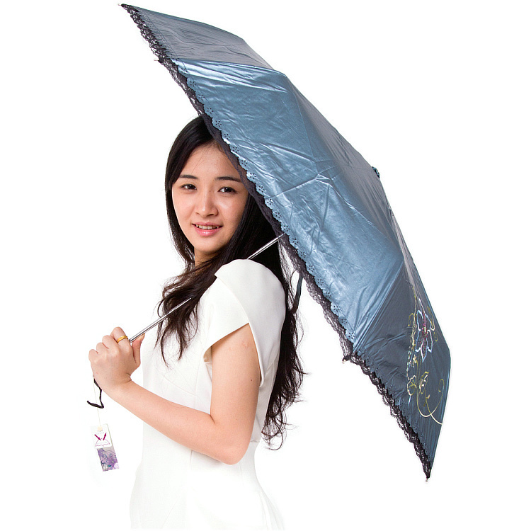 Embellish the United States counter three-fold parasol Princess umbrella Small umbrella Lace edge black glue pencil rain umbrella