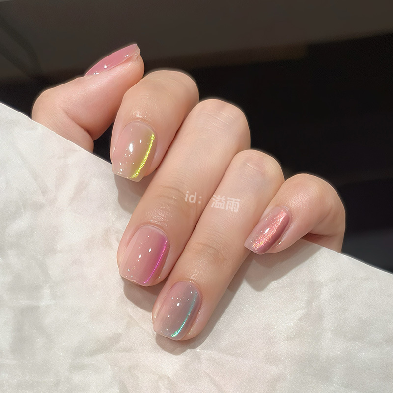 Cat's Eye Wearable Nails Short Style High-Quality Stunning Nail Stickers 2025 New Model High-End Handmade Wearable Manicure