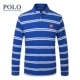 Royal Paul từ bi nam dài tay cotton nam ve áo nam sọc dài tay áo thun polo áo sơ mi chạm đáy - Polo áo có cổ