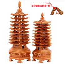 Nine-story mahogany Wenchang Tower ornaments office ornaments desk ornaments mahogany Wenchang Pagoda ornaments