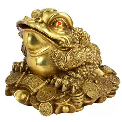 Pure copper gold toad ornaments carving Zhaocai shop opening gift three-legged golden cicada feng shui decoration toad gift