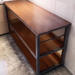 Kitchen Storage Rack, Floor-Standing Multi-Layer Microwave Rack, Cutting Table, Multi-Functional Household Rectangular Small Long Table Storage Rack