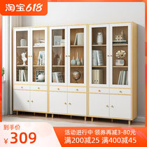 Bookcase glass door integrated by wall student book cabinet containing cabinet shelves display case shelves floor shelves