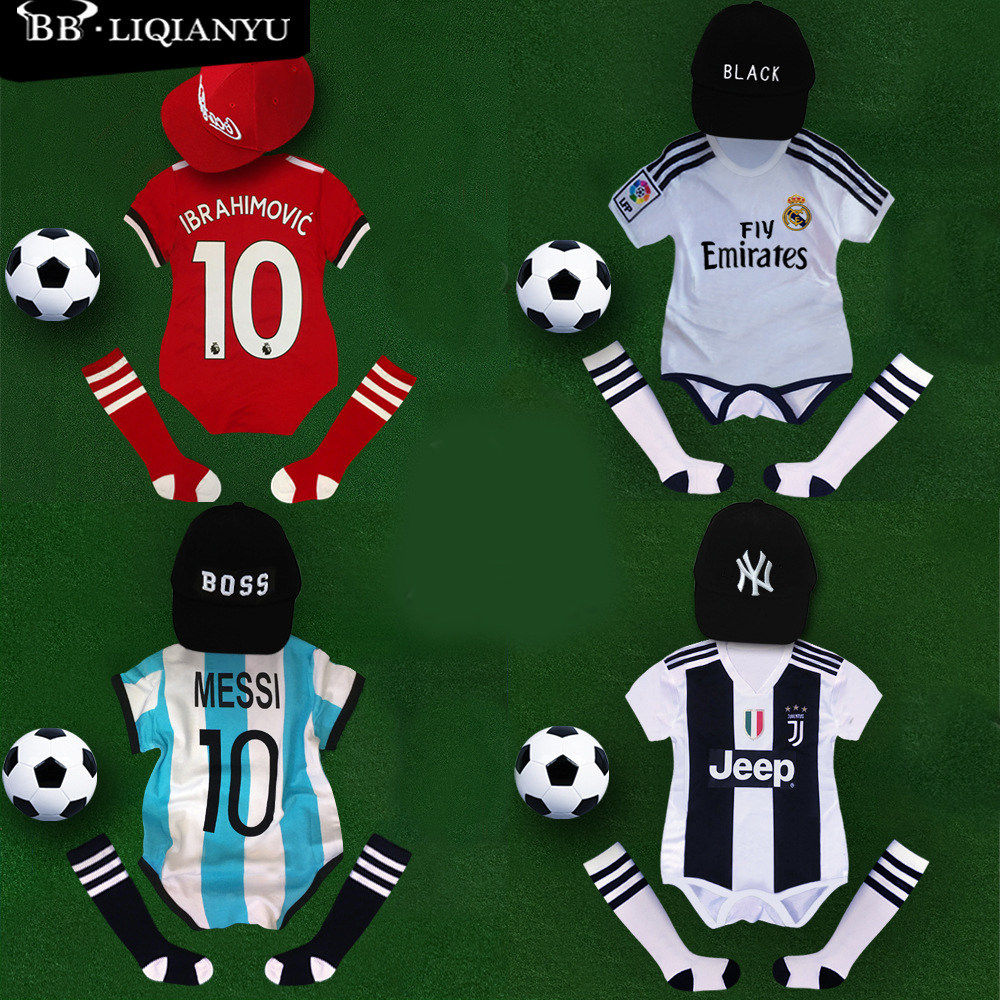 Newborn baby full moon suit 100-day-old boys and girls short sleeve world cup football suit ha clothes baby photography suit