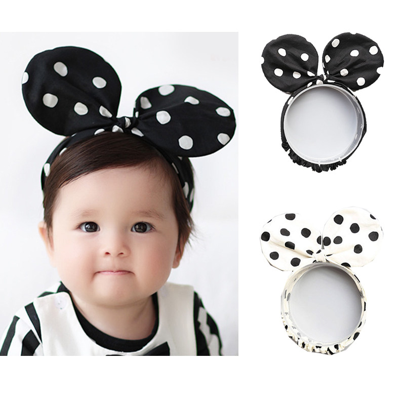 South Korean baby boy hair accessories 100 days old female baby hyperbolic black and white color Mitch wave point elastic hair band