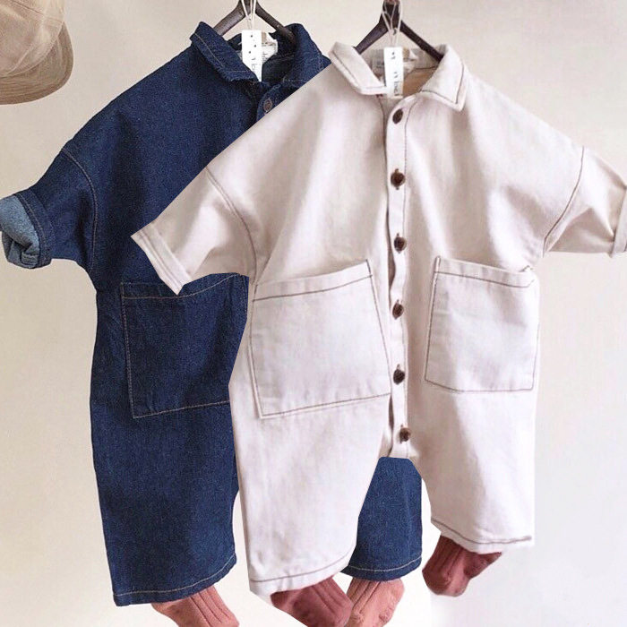 Korean children's clothing baby baby spring long-sleeved one-piece shirt romper boys and girls Western style jumpsuit children's tide shirt