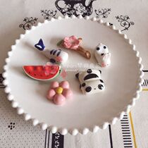  Dream field Liangpindi] Japanese style zakka cute ceramic cherry blossom animal chopstick holder chopstick holder photo prop