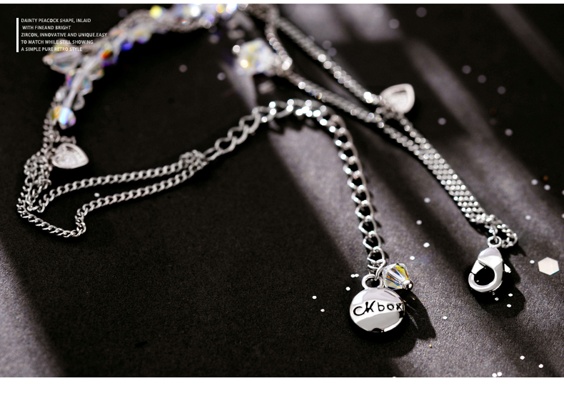 Mbox Anklet Womens Phiên bản tiếng Hàn của vòng cổ pha lê Swarovski đa năng đơn giản Chuỗi pha lê vòng chân cho nữ