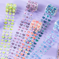 Heart pounding plowing laser Shiny Film Handbill adhesive tapes Decorative Without Side Loving Stickers Hand Ledger rubber Roll Gluo