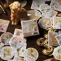 46 Flowers Wild Sunny box Loaded With Hand Tent Sticker Ins Wind Retro Scenery Creative Hand Ledger of Decorative Handbill Stickler