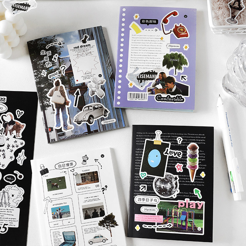 Future expectation hand account magazine sticker book ins style retro stickers collage decoration material hand account sticker book
