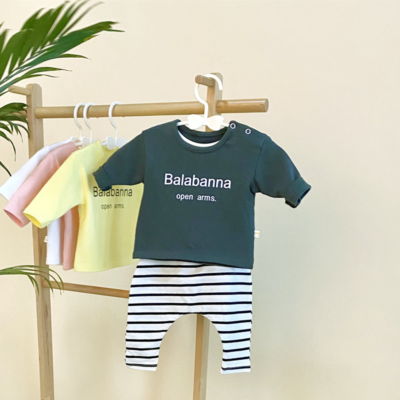 Male And Female Babies Spring Pure Cotton Fashion Suit Baby Loose Suit 0-3 Year Old Children Casual Spring Clothing Child Clothing