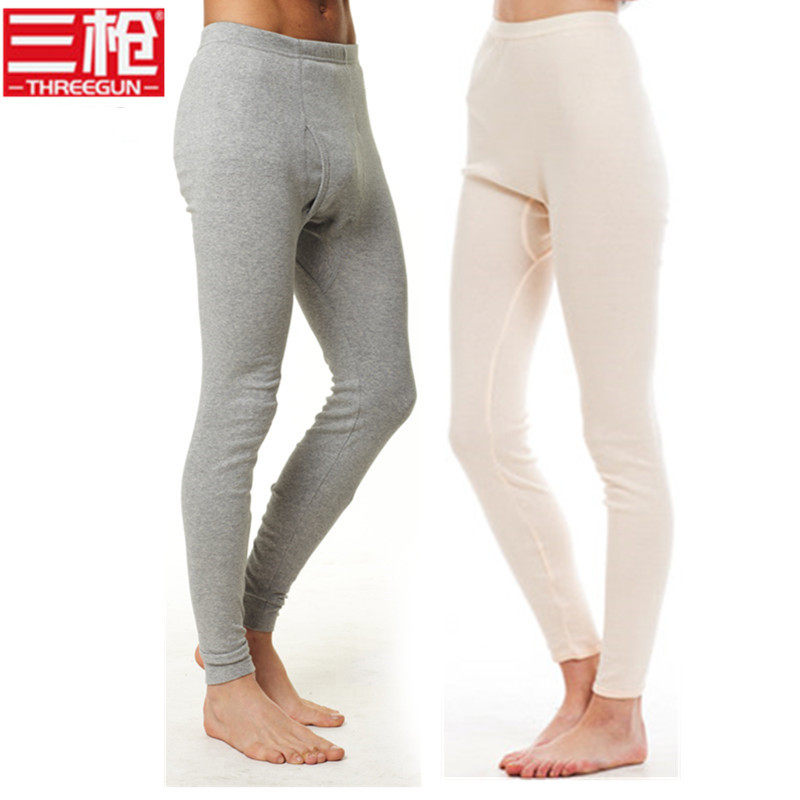 2 fitting three-gun sanitary pants male and female full cotton slim fit elastic base long pants male and female bottom cotton wool trousers