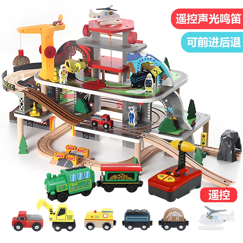 Mine Track Set Multi-Layer Urban Transportation Large Train Track Car Wooden Educational Toy for Boys and Girls Mine Track Set Multi-Layer Urban Transportation Large Train Track Car Wooden Educational Toy for Boys and Girls