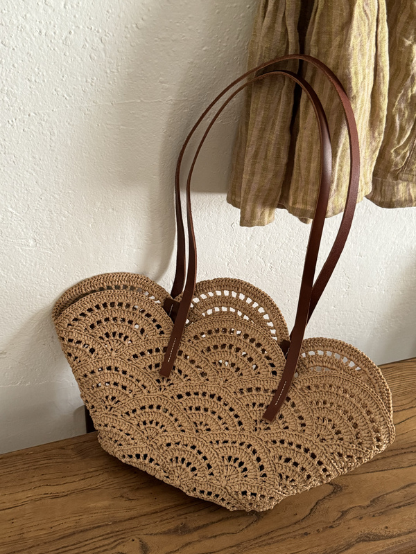 Pipi Roll "Wave Upon Wave" Lafite Cotton Grass Handmade Niche Single-Shoulder Cowhide Bag Material Kit/Finished Product