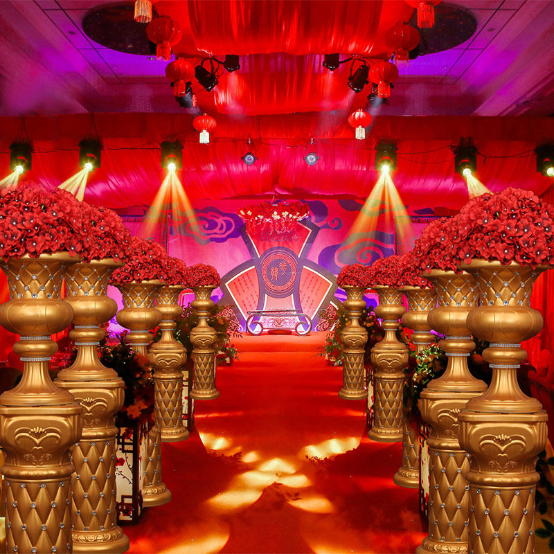 Wedding props Golden Roman column road opening flower blue Chinese-style wedding supplies New wedding silk flower