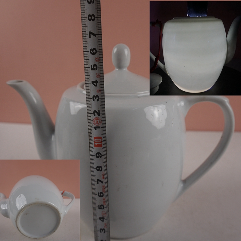 80年代景德镇老货盖白泥茶壶，800毫升茶香飘逸，送壶绳微瑕不