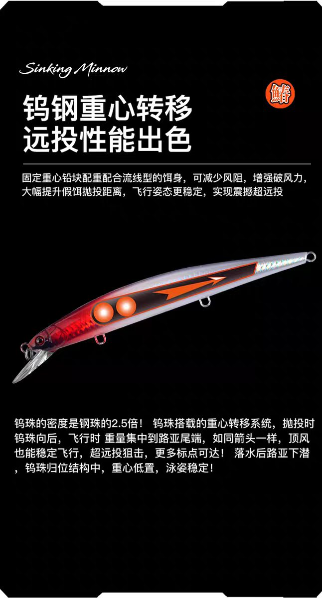 海钓远投近海沉水米诺165mm/27g路亚饵 拖钓马鲛鲅鱼海鲈炮弹米诺 detail 10