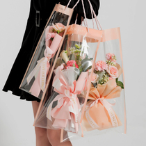 Mothers Day Transparent pink floral bouquet Bag Hand Wedding Dins Wind Wedding Bridesmaid Gift Bags Small Gift Bags