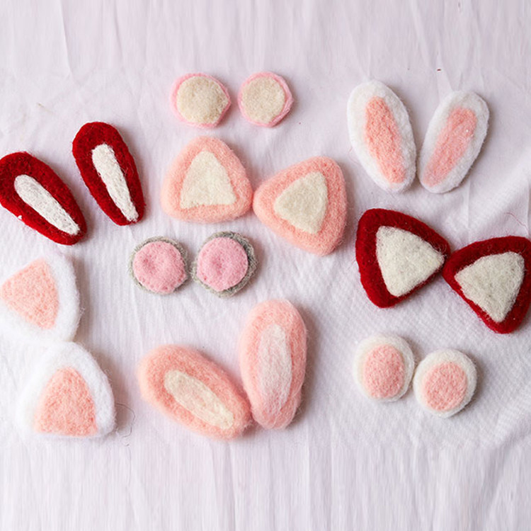 Christmas tree decoration materials in wind wool felt rabbit ear ear Christmas wreath diy handmade decoration accessories