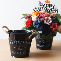 Flowers packaging box round holding barrel iron barrel vase iron flower pot iron art European style inserted flower basket dry flower barrel containing barrel