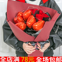 Caring Balloon Flower Bouquet Aluminum Film Heart-shaped Balloon Wedding Report White Begging Love Wedding Supplies Wedding house Placement Packaging Materials