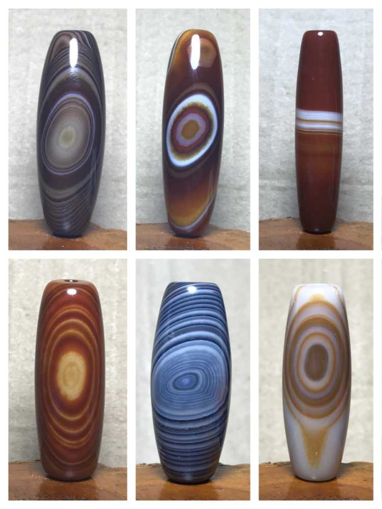 あずきちゃん天然線瑪瑙天珠　9-219 銀線天珠 三眼天珠 59x14mm 天珠(貫通穴) ルース 1個売り_