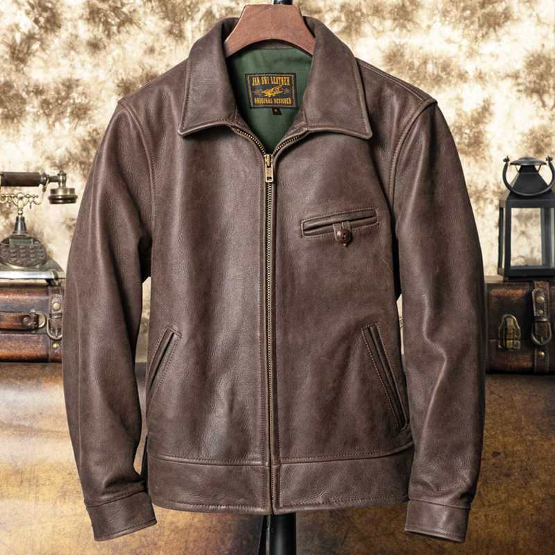 Italian first-layer calfskin 1940 genuine leather jacket | a must