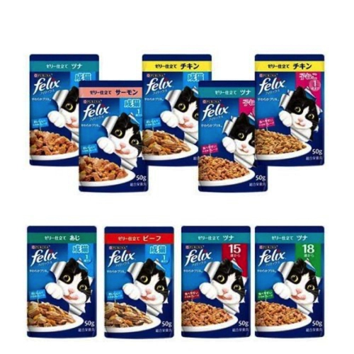 Оригинальная импортная японская кошачья пищевая продукция Can Can Purina Felix Kitten становится прекрасной кошкой свежие мясо, мокрые мокрые продукты 50 г