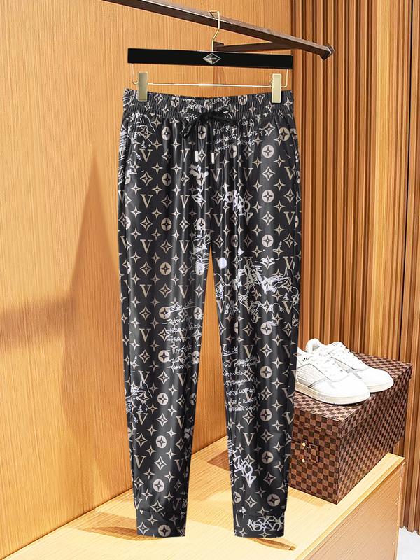High-End New European Fashion Trendy Summer Men's Personalized Floral Letter Print Casual Jogger Pants