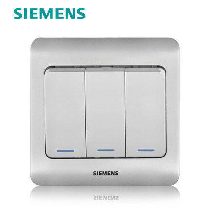 Siemens fluorescent triple open single control switch Siemens switch socket silver fluorescent trio single-link switch