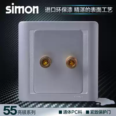 Simon switch socket 55 series bright silver one audio socket 2 head N55401-57