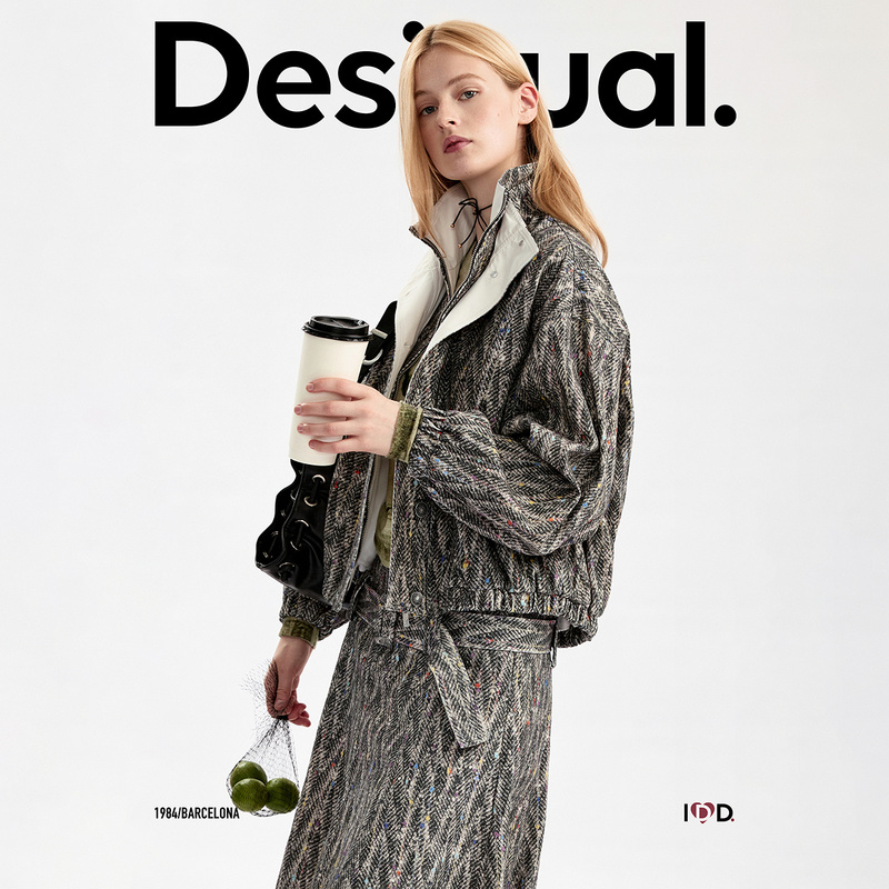 Desigual26 Autumn and Winter Loose-Fitting Colorful Dot Faux Wool Printed Contrast Color Double Collar Long-Sleeved Flower Bud Jacket Women's Outwear Desigual26 Autumn and Winter Loose-Fitting Colorful Dot Faux Wool Printed Contrast Color Double Collar Long-Sleeved Flower Bud Jacket Women's Outwear