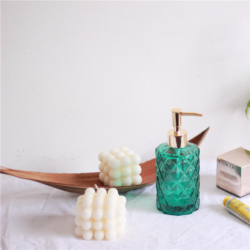 Eurostyle Retro Green Glass Lotion Bottle Hand Wash Liquid Press Bottle Split bottle Bathroom Soft-mounted Pendulum