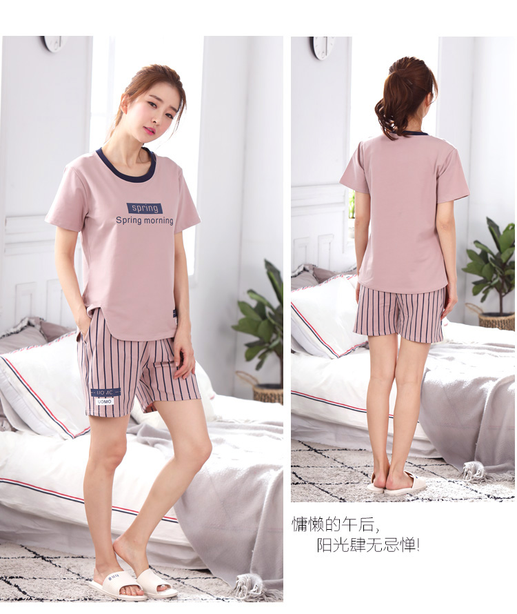 Đồ ngủ của Phụ Nữ Mùa Hè 2018 Cotton Ngắn Tay Áo Dễ Thương Hàn Quốc Casual Áo Khoác Ngoài Cotton Mỏng Nhà Dịch Vụ Set