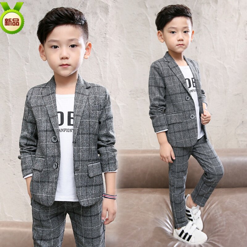 Boy suits suit foreign children Little Western clothes Autumn and casual CUHK children Two sets of children's clothing handsome gown boomer