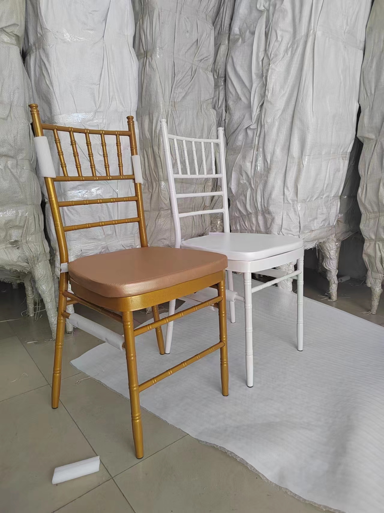 Bamboo chair pu cushion sponge seat mat celebration chair leather cushion cushion pu leather cushion white gold