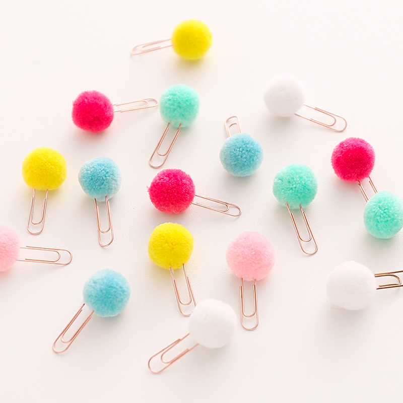 Candy color ins Girl soft heart hair ball Epipen hand book decoration cute little pin Epipen bookmark